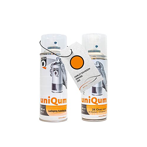 UniQum Autolack + Klarlack 2K Spraydose für Harley DAVIDSON ORANGE 205 Autolack Reparatur 2 x 400 ml von uniQum QUALITY IN NON PAINT