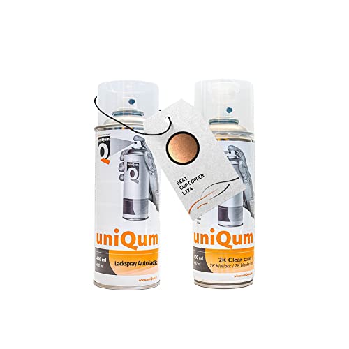 UniQum Autolack + Klarlack 2K Spraydose für SEAT CUP COPPER L27A Autolack Reparatur 2 x 400 ml von uniQum QUALITY IN NON PAINT