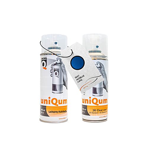 UniQum Autolack + Klarlack 2K Spraydose für SEAT JAZZBLUE LW5Z Autolack Reparatur 2 x 400 ml von uniQum QUALITY IN NON PAINT