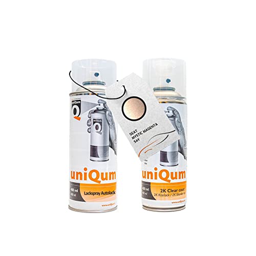 UniQum Autolack + Klarlack 2K Spraydose für SEAT MYSTIC MAGENTA S4Y Autolack Reparatur 2 x 400 ml von uniQum QUALITY IN NON PAINT