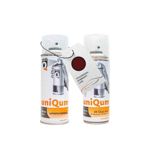 UniQum Autolack + Klarlack 2K Spraydose für VOLKSWAGEN GAMBIAROT LA3B Autolack Reparatur 2 x 400 ml von uniQum QUALITY IN NON PAINT