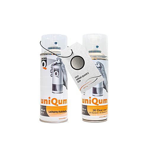 UniQum Autolack + Klarlack 2K Spraydose fürs Auto für FIAT GRIGIO QUARTZ 639 Autolack Reparatur 2 x 400 ml von uniQum QUALITY IN NON PAINT