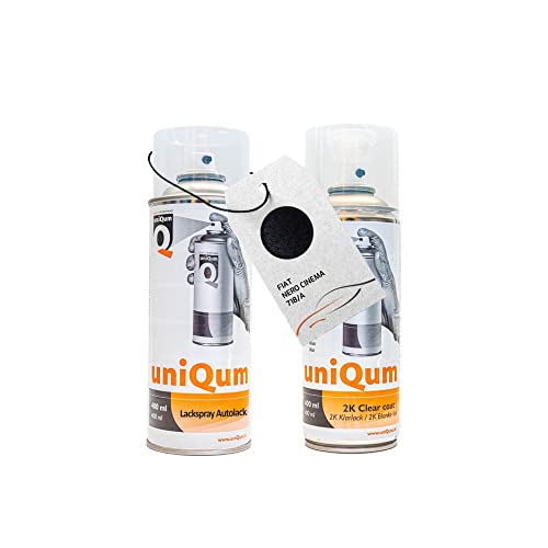 UniQum Autolack + Klarlack 2K Spraydose fürs Auto für FIAT NERO CINEMA 718/A Autolack Reparatur 2 x 400 ml von uniQum QUALITY IN NON PAINT