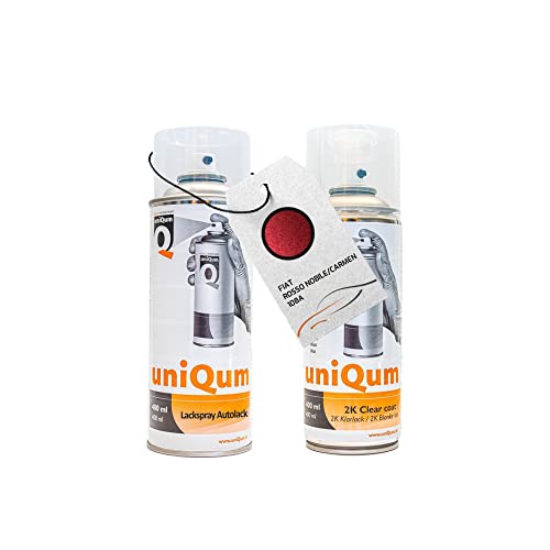 UniQum Autolack + Klarlack 2K Spraydose fürs Auto für FIAT ROSSO NOBILE/CARMEN 108A Autolack Reparatur 2 x 400 ml von uniQum QUALITY IN NON PAINT