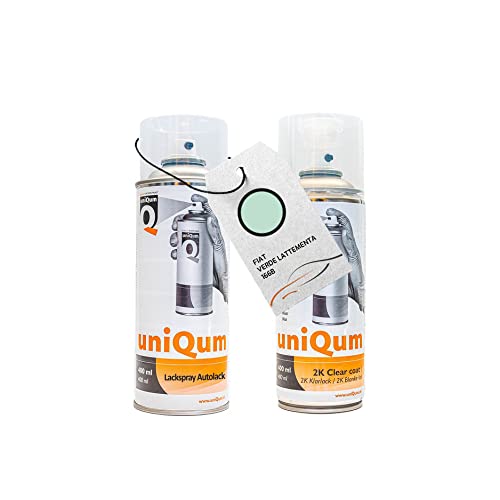 UniQum Autolack + Klarlack 2K Spraydose fürs Auto für FIAT VERDE LATTEMENTA 166B Autolack Reparatur 2 x 400 ml von uniQum QUALITY IN NON PAINT