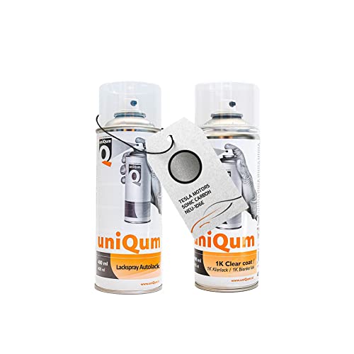 uniQum Autolack + Klarlack Spraydose TESLA MOTORS SONIC CARBON NEU-106E Autolack Reparatur 2x 400 ml | insgesamt 800 ml von uniQum QUALITY IN NON PAINT