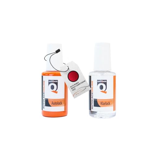 uniQum Autolack Stift + Klarlack im Vorteilsset für ALFA ROMEO ROSSO COMPETIZIONE 115/B Autolack Reparatur 2 x 30 ml von uniQum QUALITY IN NON PAINT