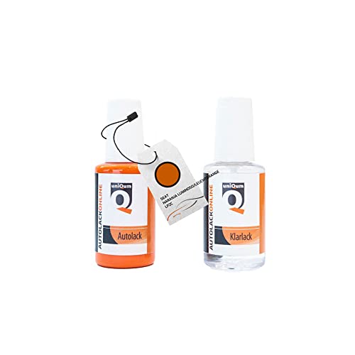 uniQum Autolack Stift + Klarlack im Vorteilsset für SEAT NARANJA LUMINOSO/LEUCHTORANGE LP2C Autolack Reparatur 2 x 30 ml von uniQum QUALITY IN NON PAINT