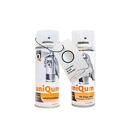 uniQum Spraydose Autolack + Klarlack CHATENET BLANC 0026 MMF Autolack Reparatur 2x 400 ml von uniQum QUALITY IN NON PAINT