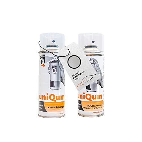 uniQum Spraydose Autolack + Klarlack für HYUNDAI GLACIER WHITE W3A Autolack Reparatur 2x 400 ml von uniQum QUALITY IN NON PAINT