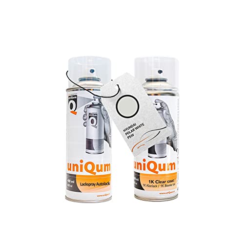 uniQum Spraydose Autolack + Klarlack HYUNDAI POLAR WHITE PSW Autolack Reparatur 2x 400 ml von uniQum QUALITY IN NON PAINT