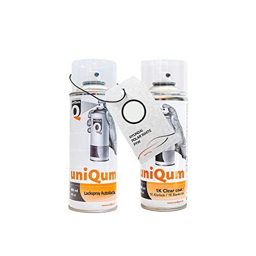 uniQum Spraydose Autolack + Klarlack HYUNDAI POLAR WHITE PYW Autolack Reparatur 2x 400 ml von uniQum QUALITY IN NON PAINT