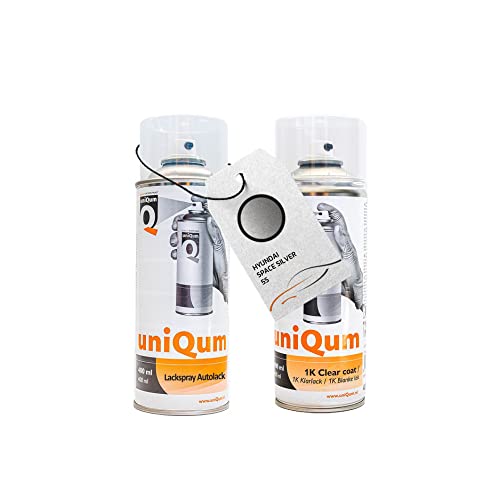 uniQum Spraydose Autolack + Klarlack HYUNDAI SPACE SILVER 5S Autolack Reparatur 2x 400 ml von uniQum QUALITY IN NON PAINT