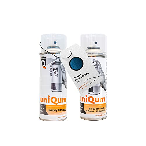 uniQum Spraydose Autolack + Klarlack HYUNDAI WINDY SEA BLUE ZU3 Autolack Reparatur 2x 400 ml von uniQum QUALITY IN NON PAINT