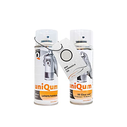 uniQum Spraydose Autolack + Klarlack für BMW ALPINWEISS III 300 Autolack Reparatur 2x 400 ml von uniQum QUALITY IN NON PAINT