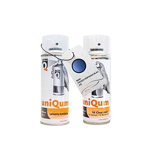 uniQum Spraydose Autolack + Klarlack für BMW FROZEN PORTIMAO BLAU X1E Autolack Reparatur 2x 400 ml von uniQum QUALITY IN NON PAINT