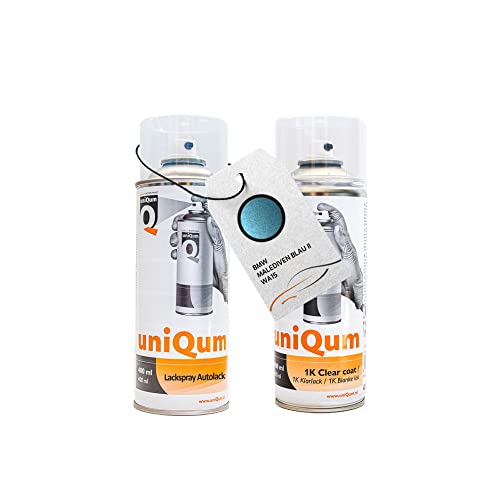 uniQum Spraydose Autolack + Klarlack für BMW MALEDIVEN BLAU II WA15 Autolack Reparatur 2x 400 ml von uniQum QUALITY IN NON PAINT