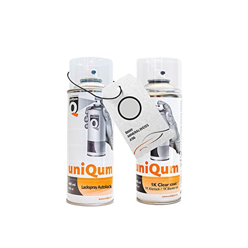 uniQum Spraydose Autolack + Klarlack für BMW MINERALWEISS A96 Autolack Reparatur 2x 400 ml von uniQum QUALITY IN NON PAINT