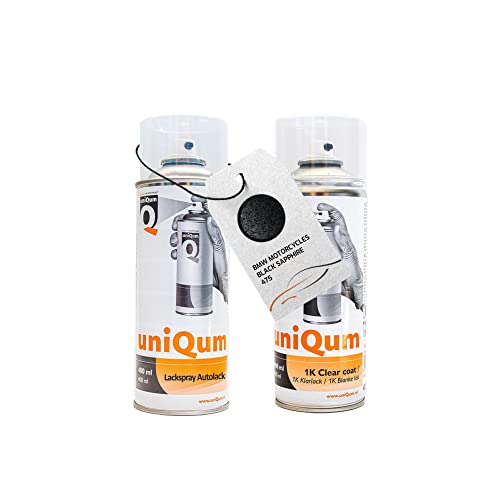 uniQum Spraydose Autolack + Klarlack für BMW MOTORCYCLES BLACK SAPPHIRE 475 Autolack Reparatur 2x 400 ml von uniQum QUALITY IN NON PAINT