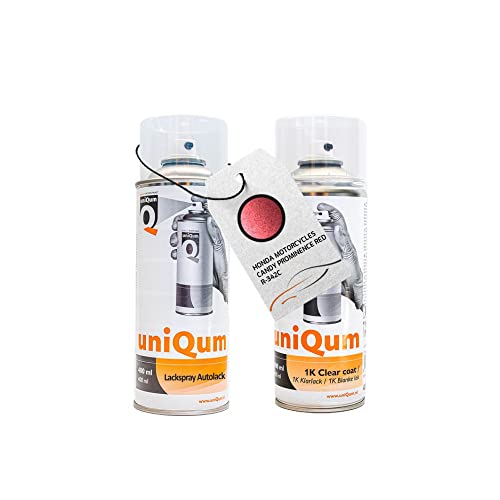 uniQum Spraydose Autolack + Klarlack für HONDA MOTORCYCLES CANDY PROMINENCE RED R-342C Autolack Reparatur 2x 400 ml von uniQum QUALITY IN NON PAINT