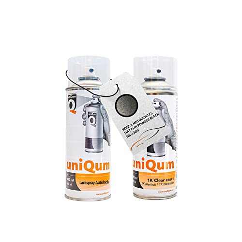 uniQum Spraydose Autolack + Klarlack für HONDA MOTORCYCLES MAT GUN POWDER BLACK NH-436M Autolack Reparatur 2x 400 ml von uniQum QUALITY IN NON PAINT