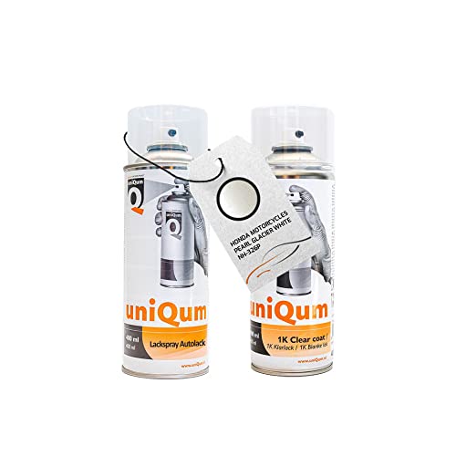 uniQum Spraydose Autolack + Klarlack für HONDA MOTORCYCLES PEARL GLACIER WHITE NH-326P Autolack Reparatur 2x 400 ml von uniQum QUALITY IN NON PAINT