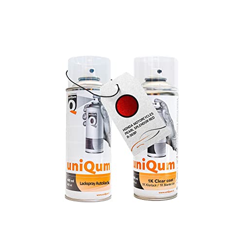 uniQum Spraydose Autolack + Klarlack für HONDA MOTORCYCLES PEARL SPLENDOR RED R-369P Autolack Reparatur 2x 400 ml von uniQum QUALITY IN NON PAINT
