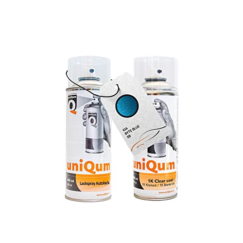 uniQum Spraydose Autolack + Klarlack für KIA BYTE BLUE 5B Autolack Reparatur 2x 400 ml von uniQum QUALITY IN NON PAINT