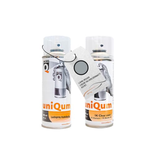 uniQum Spraydose Autolack + Klarlack für LAND ROVER LIQUID SILVER/ZERMATT JUC87 Autolack Reparatur 2x 400 ml von uniQum QUALITY IN NON PAINT