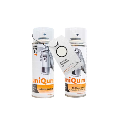 uniQum Spraydose Autolack + Klarlack für MERCEDES POLARWEISS 149 Autolack Reparatur 2x 400 ml von uniQum QUALITY IN NON PAINT