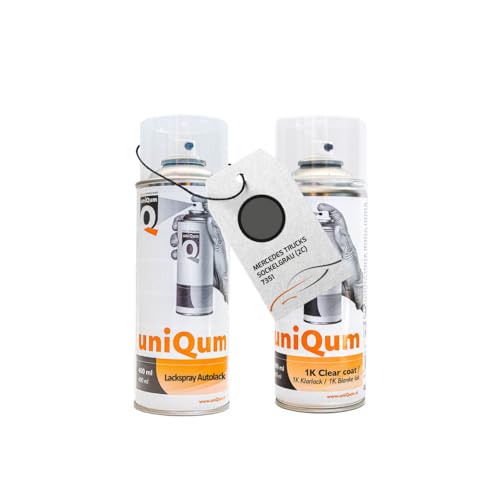 uniQum Spraydose Autolack + Klarlack für MERCEDES TRUCKS SOCKELGRAU (2C) 7351 Autolack Reparatur 2x 400 ml von uniQum QUALITY IN NON PAINT