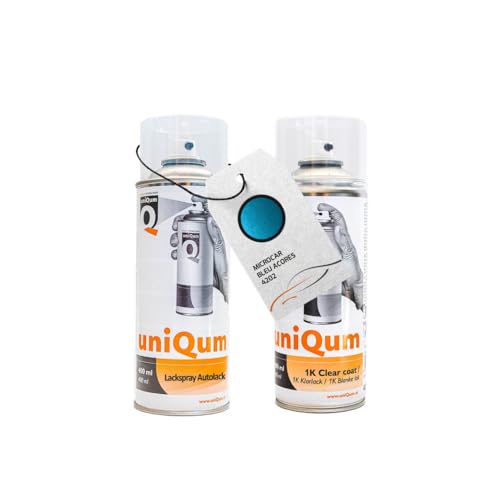 uniQum Spraydose Autolack + Klarlack für MICROCAR BLEU ACORES 4202 Autolack Reparatur 2x 400 ml von uniQum QUALITY IN NON PAINT