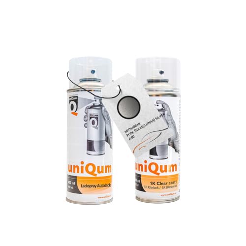 uniQum Spraydose Autolack + Klarlack für MITSUBISHI PURE (HAAG/LUNAR) SILVER A50 Autolack Reparatur 2x 400 ml von uniQum QUALITY IN NON PAINT