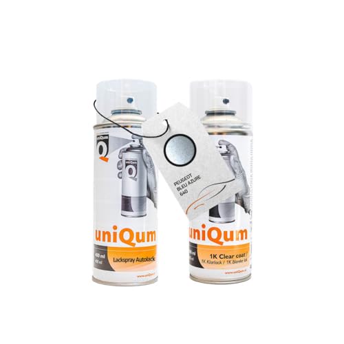 uniQum Spraydose Autolack + Klarlack für PEUGEOT BLEU AZURE 640 Autolack Reparatur 2x 400 ml uniQum Spraydose Autolack + Klarlack für PEUGEOT BLEU AZURE 640 Autolack Reparatur 2x 400 ml von uniQum QUALITY IN NON PAINT