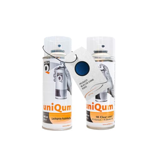 uniQum Spraydose Autolack + Klarlack für PEUGEOT BLEU DE CHINE EGED Autolack Reparatur 2x 400 ml von uniQum QUALITY IN NON PAINT