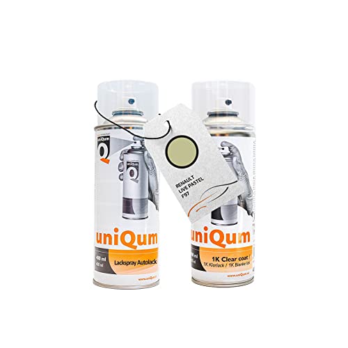 uniQum Spraydose Autolack + Klarlack für RENAULT LIVE PASTEL F97 Autolack Reparatur 2x 400 ml von uniQum QUALITY IN NON PAINT