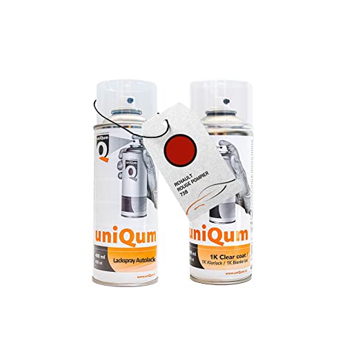uniQum Spraydose Autolack + Klarlack für RENAULT ROUGE POMPIER 738 Autolack Reparatur 2x 400 ml von uniQum QUALITY IN NON PAINT