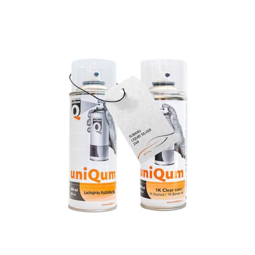 uniQum Spraydose Autolack + Klarlack für SUBARU LIQUID SILVER 249 Autolack Reparatur 2x 400 ml von uniQum QUALITY IN NON PAINT