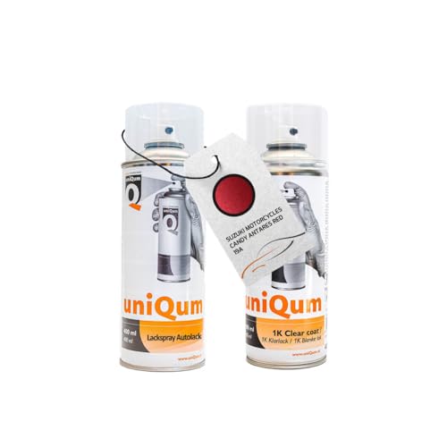 uniQum Spraydose Autolack + Klarlack für SUZUKI MOTORCYCLES CANDY ANTARES RED 19A Autolack Reparatur 2x 400 ml von uniQum QUALITY IN NON PAINT