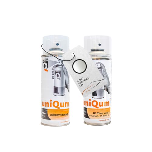 uniQum Spraydose Autolack + Klarlack für SUZUKI PURE WHITE ZVR Autolack Reparatur 2x 400 ml von uniQum QUALITY IN NON PAINT