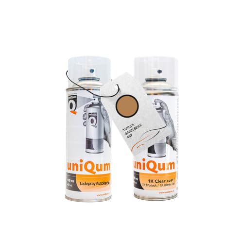 uniQum Spraydose Autolack + Klarlack für TOYOTA GRAIN BEIGE 497 Autolack Reparatur 2x 400 ml von uniQum QUALITY IN NON PAINT