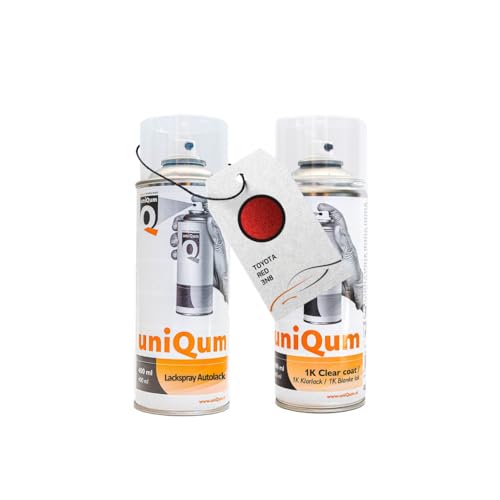 uniQum Spraydose Autolack + Klarlack für TOYOTA RED 3N8 Autolack Reparatur 2x 400 ml von uniQum QUALITY IN NON PAINT