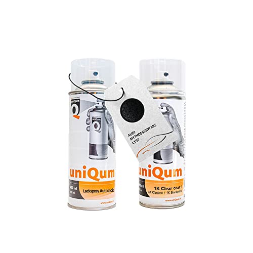 uniQum Spraydose Autolack + Klarlack fürs Auto für Audi MYTHOSSCHWARZ LY9T Autolack Reparatur 2x 400 ml von uniQum QUALITY IN NON PAINT