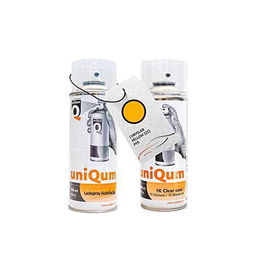 uniQum Spraydose Autolack + Klarlack fürs Auto für CHRYSLER YELLOW (2C) PYS Autolack Reparatur 2x 400 ml von uniQum QUALITY IN NON PAINT