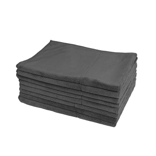 unico puro Soft-Touch Geschirrtuch 60 x 40 cm anthrazit 8er Set, saugfähig bis zu 500 ml, offene Faser, extrem weich, Polierseite, waschbar bei 60° C von unico puro