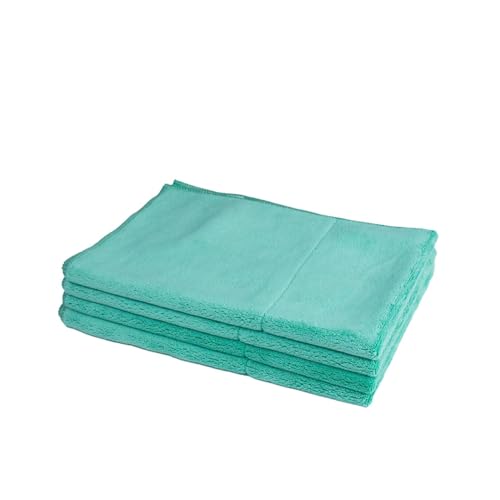 unico puro Soft-Touch Geschirrtuch 60 x 40 cm türkis 4er Set, saugfähig bis zu 500 ml, offene Faser, extrem weich, Polierseite, waschbar bei 60° C von unico puro