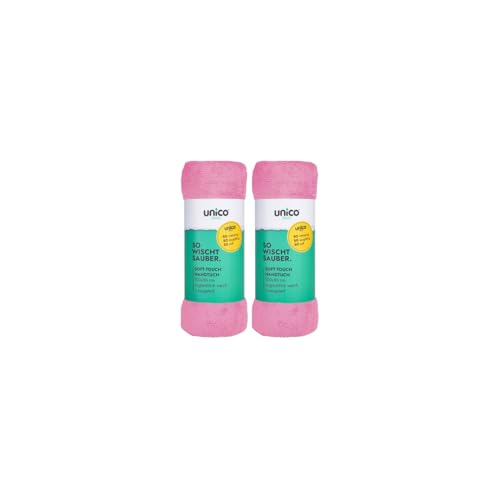 unico puro Soft-Touch Handtuch 100 x 50 cm pink 2er Set, saugfähig bis zu 1600ml, offene Faser, extrem weich, waschbar bei 60° C von unico puro
