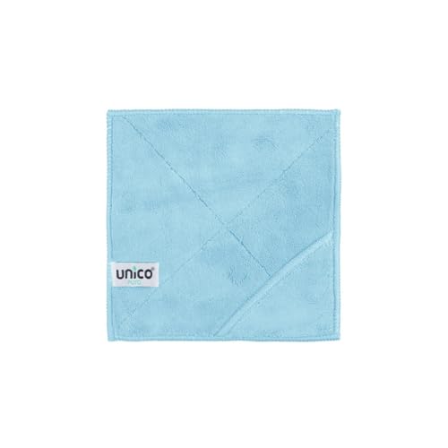 unico puro Soft-Touch Microfasertuch 18 x 18 cm blau, saugfähig bis zu 180 ml, extrem weiche, offene Faser, superdicht und hochflorig, waschbar bei 60° C von unico puro