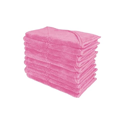 unico puro Soft-Touch Microfasertuch 18 x 18 cm pink 10er Set, saugfähig bis zu 180ml, offene Faser, extrem weich, waschbar bei 60° C von unico puro