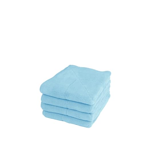 unico puro Soft-Touch Microfasertuch 30 x 30 cm blau 4er Set, saugfähig bis zu 300ml, offene Faser, extrem weich, waschbar bei 60° C von unico puro